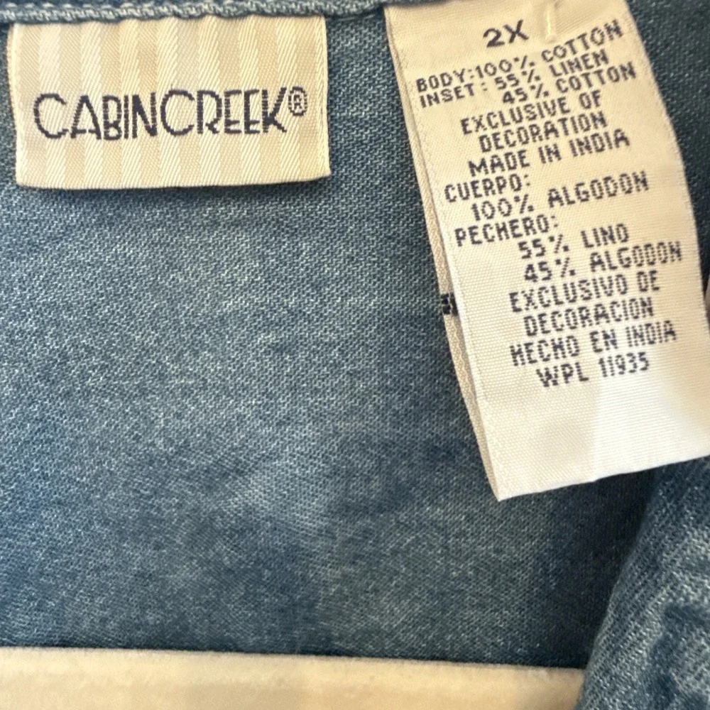 Cabin Creek Cheetah embroidered short sleeve chambray shirt with panel Whimsy